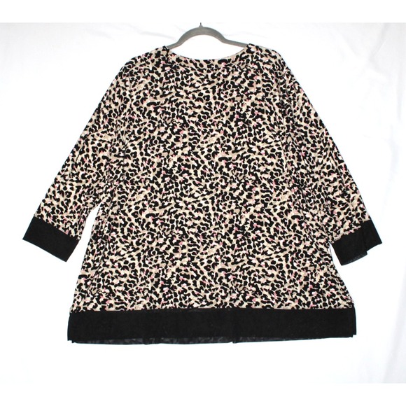 ANNE KLEIN Womens Animal Leopard Cheetah Print Polyester Top Shirt Blouse 2X NWT - Picture 3 of 13